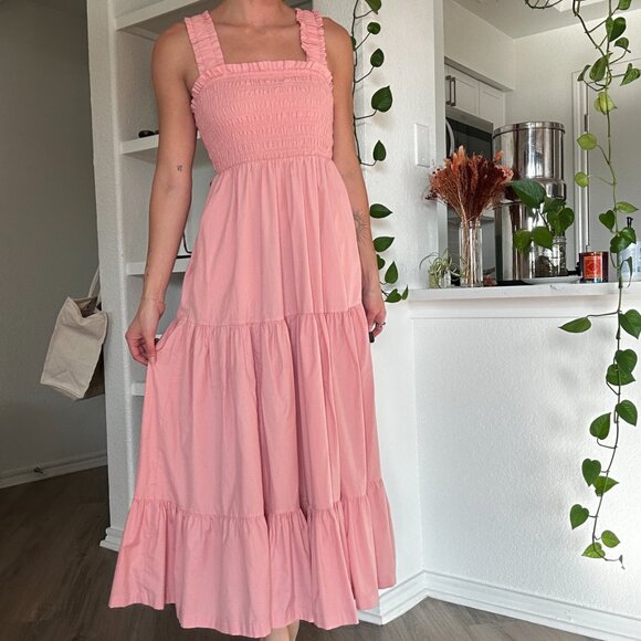 Abercrombie & Fitch Pink Smocked Easy Maxi Dress Women’s Size M Tiered Ruffle - Picture 3 of 9